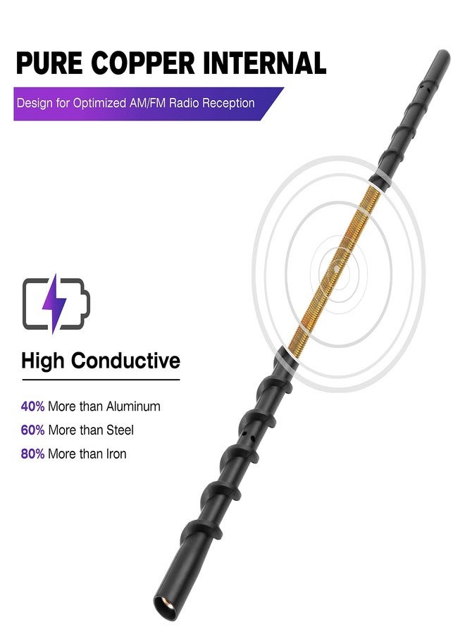 VOFONO 13 Inches Antenna Compatible with Chevrolet Silverado 1500 2500 3500 (2007-2025) and GMC Sierra (2009-2025), Spiral Flexible Rubber Antenna, Direct Replacement Antenna (M7 Thread) - Image 3